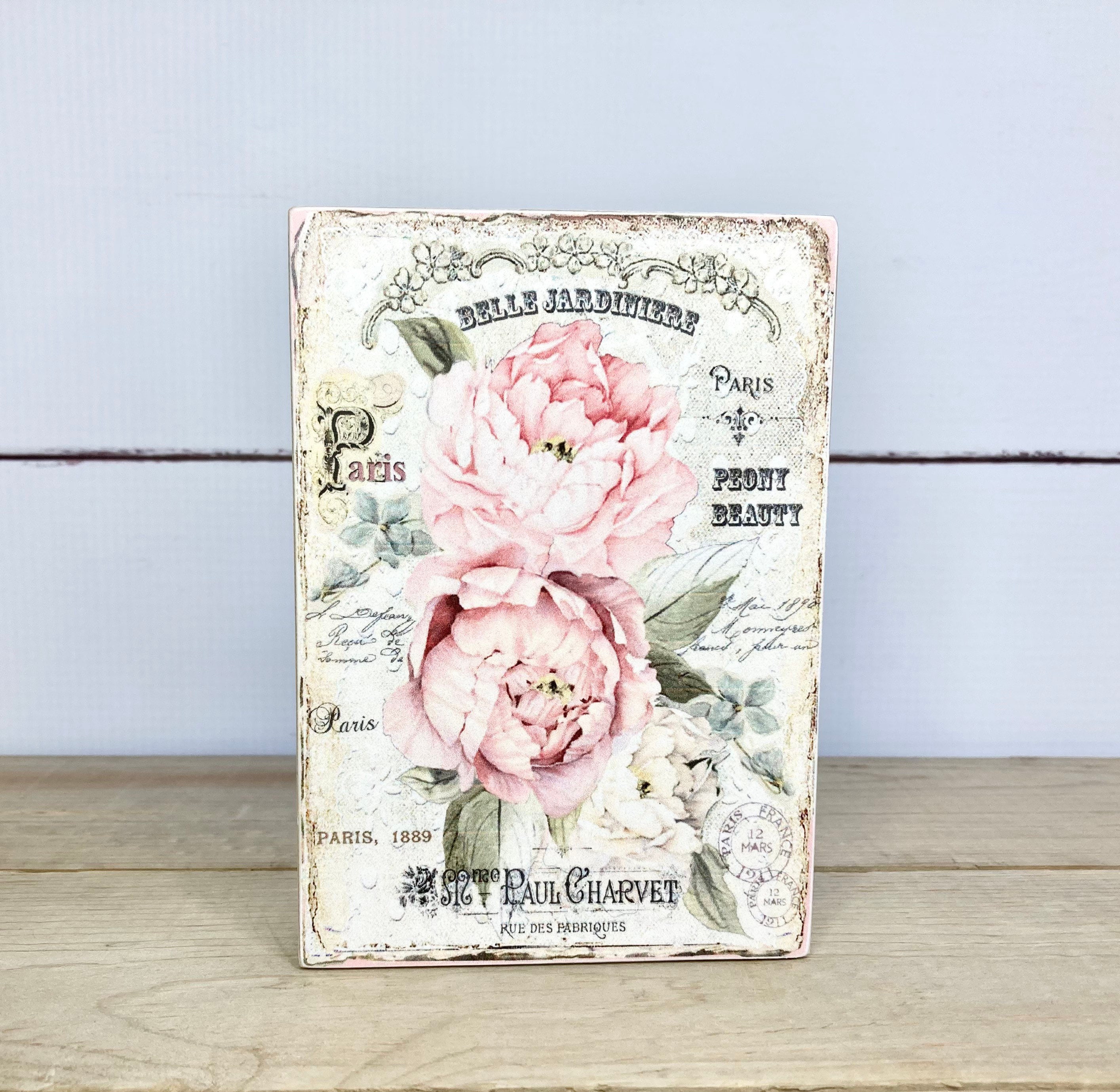 French Country Sign, Tiered Tray Decor, Floral, Shelf Sitter, Home Decor