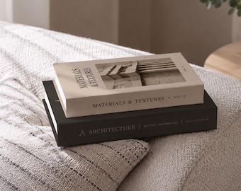 Materials & Textures Decorative Book Box Set, Architectural Storage for Luxury Shelves