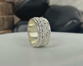 Braided Sterling Silver Band Ring, Celtic Viking Ring, Handmade
