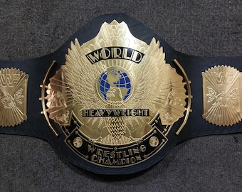 Wing Eagle Championship Wrestling Replica Belt: Cowhide Leather, Customize Brass Plates
