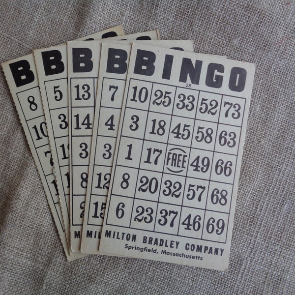 Bingo Cards Vintage Set of Five Milton Bradley Set 2