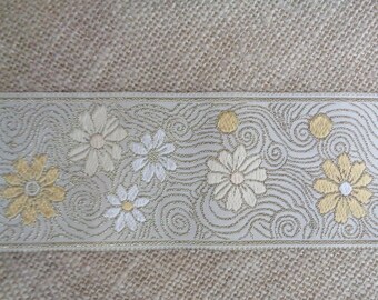 Ribbon Floral Metallic Jacquard 3 Yards Beautiful Neutral Colors