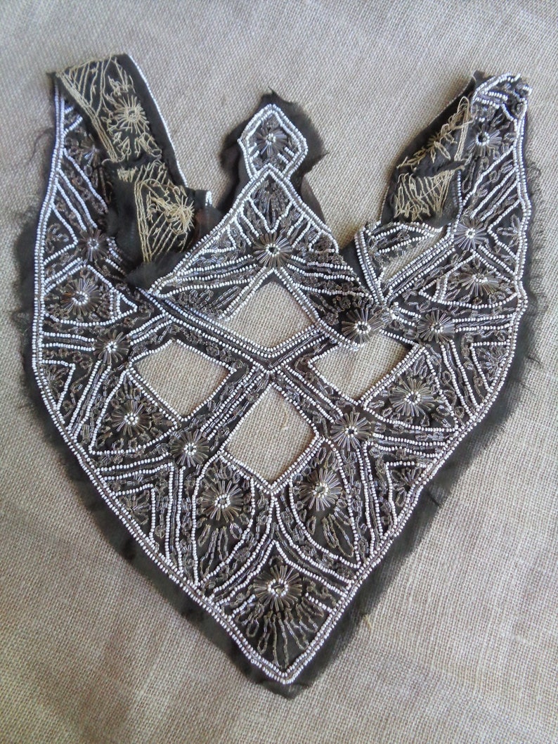 Vintage Beaded Yoke With Rhinestone Accents Fabric Decoration Etsy