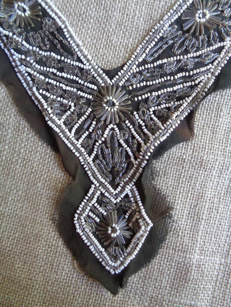 Vintage Beaded Yoke With Rhinestone Accents Fabric Decoration Etsy