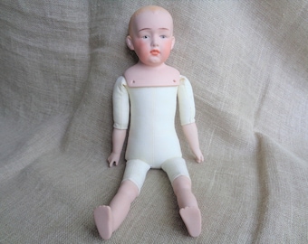 Doll Male Heubach Germany 14 Inches Hand Made 1980s Bisque and Cloth