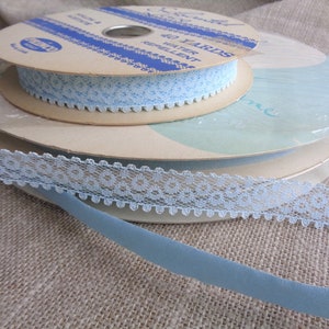 Blue Ribbon and Lace Flocked Acetate and Nylon