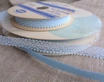 Blue Ribbon and Lace Rolls Lots of Yardage for Decor or Flower Arrangements