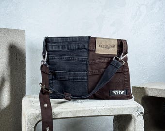 Sac messager en jean recyclé