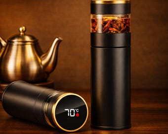 Stainless Steel Tea Thermos - LED Temperature Display