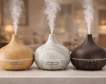 550ml Wood Aroma Diffuser - Ultrasonic Humidifier with Remote