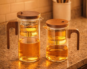 Magnetic Glass Teapot with Wooden Handle