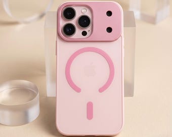 Funda magnética para iPhone compatible con MagSafe, cubierta protectora de lujo para cámara de acrílico esmerilado.