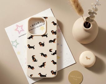 Funda minimalista para iPhone con diseño de perro salchicha, TPU mate, resistente a golpes, 17 16 15 14 13