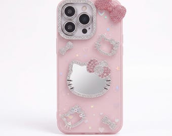 Funda para teléfono con espejo de Hello Kitty para iPhone 17 16 15 14 13 Pro Max