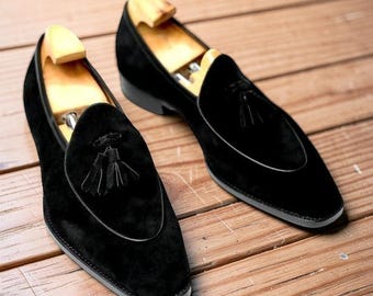 Mens Tassel Suede Leather Loafers Moccasin Gommino Slip on Belgian Shoes British