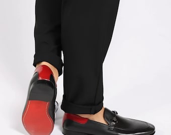 Mocasines de piel hechos a mano de Christian Louboutin: Zapatos de vestir sin cordones para hombre