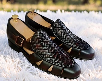 Sandales en cuir tressées faites main : chaussures pour hommes sur mesure