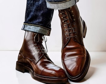 Buy New Men's Custom made Italian Leather Wingtip Style Chelsea Boots