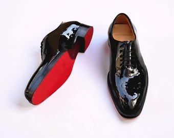 Christian Louboutin Men's Dandelion Black Patent pure Leather Flats