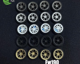 1/64 MTGAISE FW190 Custom Wheels Set | Rubber Tires & Brake Disc Compatible | Diecast Car Model Modification
