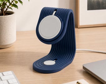 2-in-1 MagSafe Charging Stand for iPhone, Apple Watch, AirPods, Modern Desk Dock