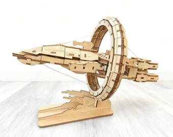 Futuristic Battleship 3D Wooden Puzzle – Sci-Fi Mechanical DIY Model Kit
