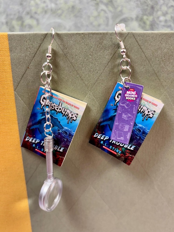 Mini book earrings- Deep Trouble