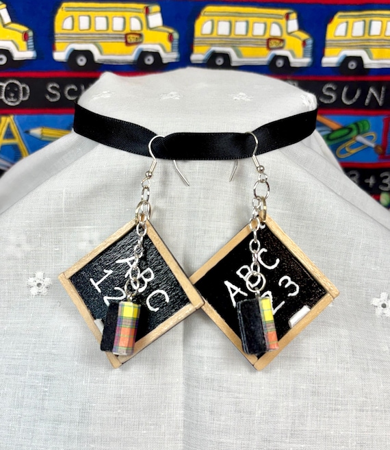 Teacher earrings | Mini chalkboard earrings | Teacher gift | classroom nostalgia