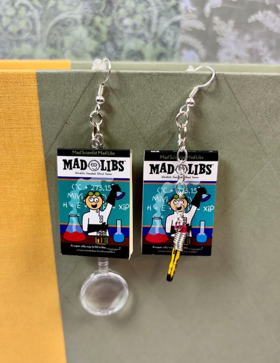Mini book earrings- Mad Libs