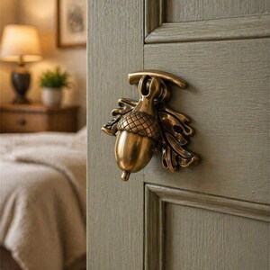 Retro Acorn Cabinet Knob Brushed Brass Drawer Pull Vintage Nature Furniture Handle Farmhouse Kitchen Dresser Hardware
