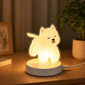 Resin 3D Animal Table Lamp – Cute Westie Dog Night Light, Stained Glass Effect, Home Decor Gift For Dog Lovers – 8 Inch