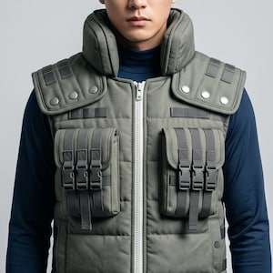 Naruto Inspired , Kakashi Jonin Vest | Green Tactical Ninja Cosplay Costume