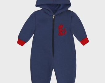 Babyromper met capuchon, warme jumpsuit met rits, uniseks babypeuteroutfit, fleece romper