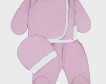 Completo per neonato, in cotone, composto da 3 pezzi, ideale come regalo per baby shower.