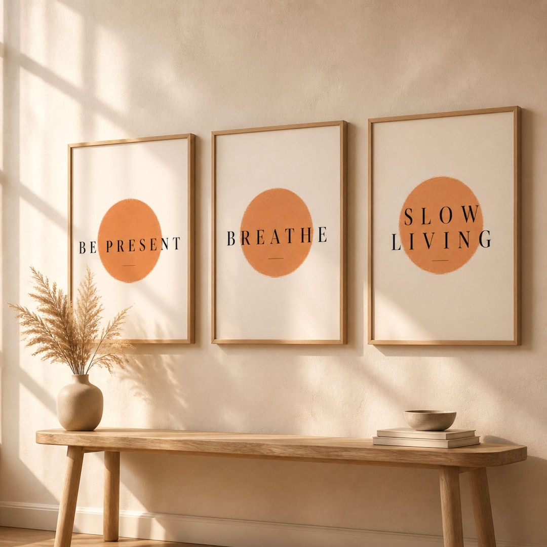 Minimalist Typography Wall Art Set of 3, Neutral Printable Posters ...