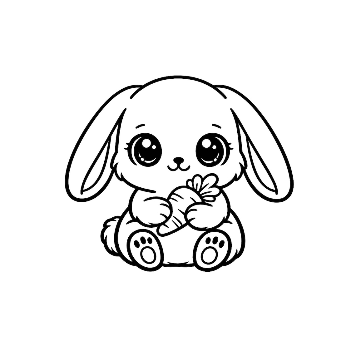 Kawaii Rabbit Clipart, Baby Bunny Digital Download, Adorable Animal PNG ...