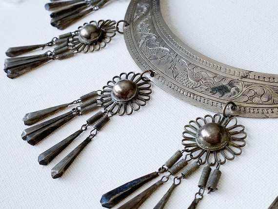 Pisces Necklace -  Vintage Hmong Etched Silver Tw… - image 4