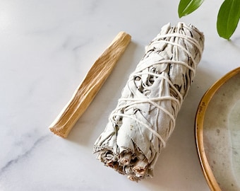 Smudge Duo - Smudge Kit with White Sage Bundle and Palo Santo Stick / Smudge Set / Home Cleansing Kit / Smudging Ritual / Smudge Stick