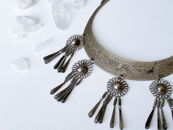 Pisces Necklace -  Vintage Hmong Etched Silver Tw… - image 5