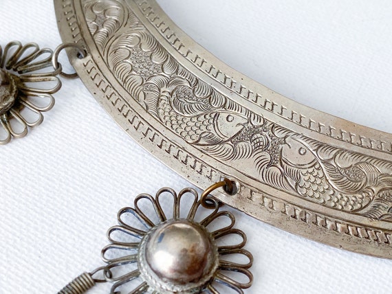 Pisces Necklace -  Vintage Hmong Etched Silver Tw… - image 7