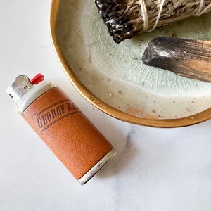 George Lighter Cover - George Kalias and Sons Leather-Wrapped Mini Lighter Sleeve/Lighter Cover/Lighter Sleeve/Lighter Case/Lighter Holder