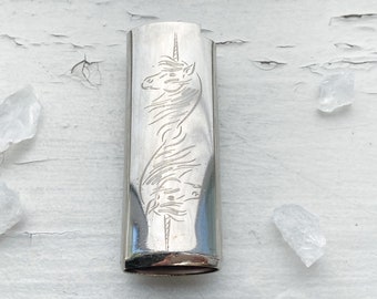 Frost Lighter Cover - Vintage Silver-Tone Double Unicorn Lighter Cover/Lighter Case/Lighter Sleeve/Lighter Holder