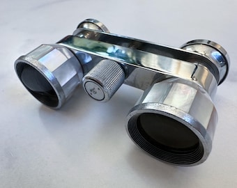Antique Opera Glasses | White & Silver Mother of Pearl Binoculars | Vintage Theater Accessory | Collectible Optics | Gift for Theater Lover
