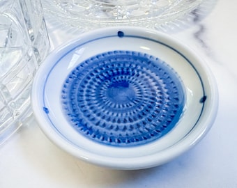 Vintage Round Trinket Dish | Porcelain Ring Dish | Blue and White | Trinket Tray | Jewelry Holder | Ring Holder | Jewelry Dish