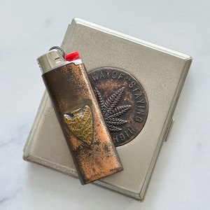 Arrowhead Lighter Cover - Vintage Brass Arrowhead Lighter Sleeve / Lighter Case / Lighter Holder / Lighter Cover