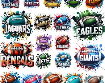 32 Football Png Bundle, 3d Football Clipart Bundle Design, Digital Print Download