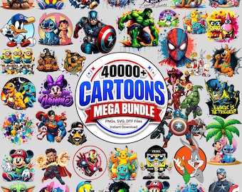 40000+ Funny Cartoon Mega Bundle, Cartoons Clipart, Sublimation Design, Cartoon png, Retro Png Files, Cartoon Characters, T Shirts Design