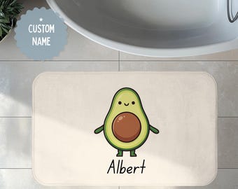 Aangepaste naam kinderbadmat, kawaii avocado traagschuim badkleed, kraamcadeau, cadeau voor kinderbadkamer, schattige avocado
