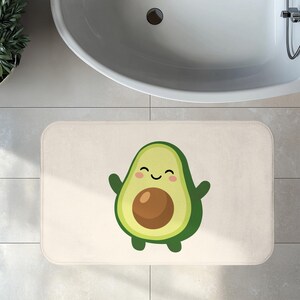Alfombrilla de baño Kawaii con diseño de aguacate, alfombra de baño de espuma viscoelástica, regalo para baby shower, regalo para el baño de los niños, lindo y divertido regalo de aguacate.