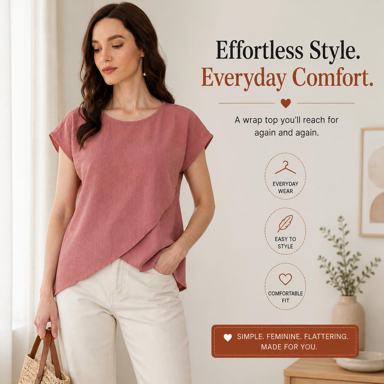 Wrap Blouse Sewing Pattern for Women, Stylish Overlap Top PDF, Casual ...